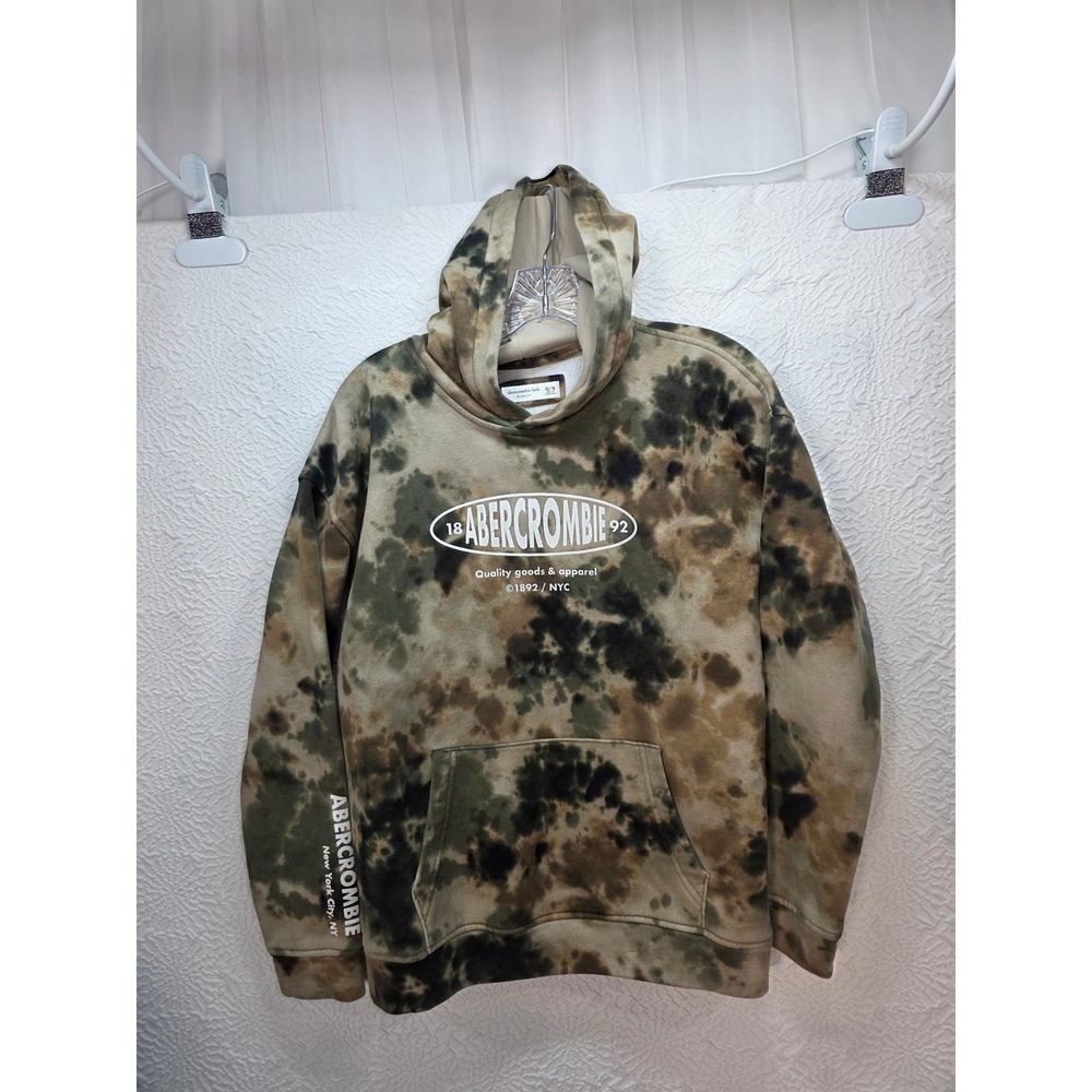 Abercrombie Kids Hoodie Kids 15/16 Olive Tie Dye Good Relaxed Graphic Pullover